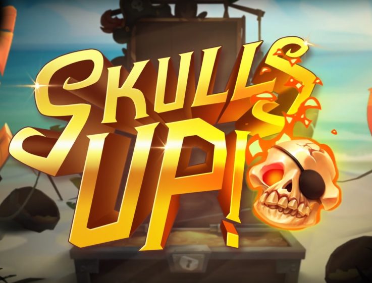 Logo of Skulls UP, a pirate-themed slot machine the free demo of which can be played on games-gettoplay.com